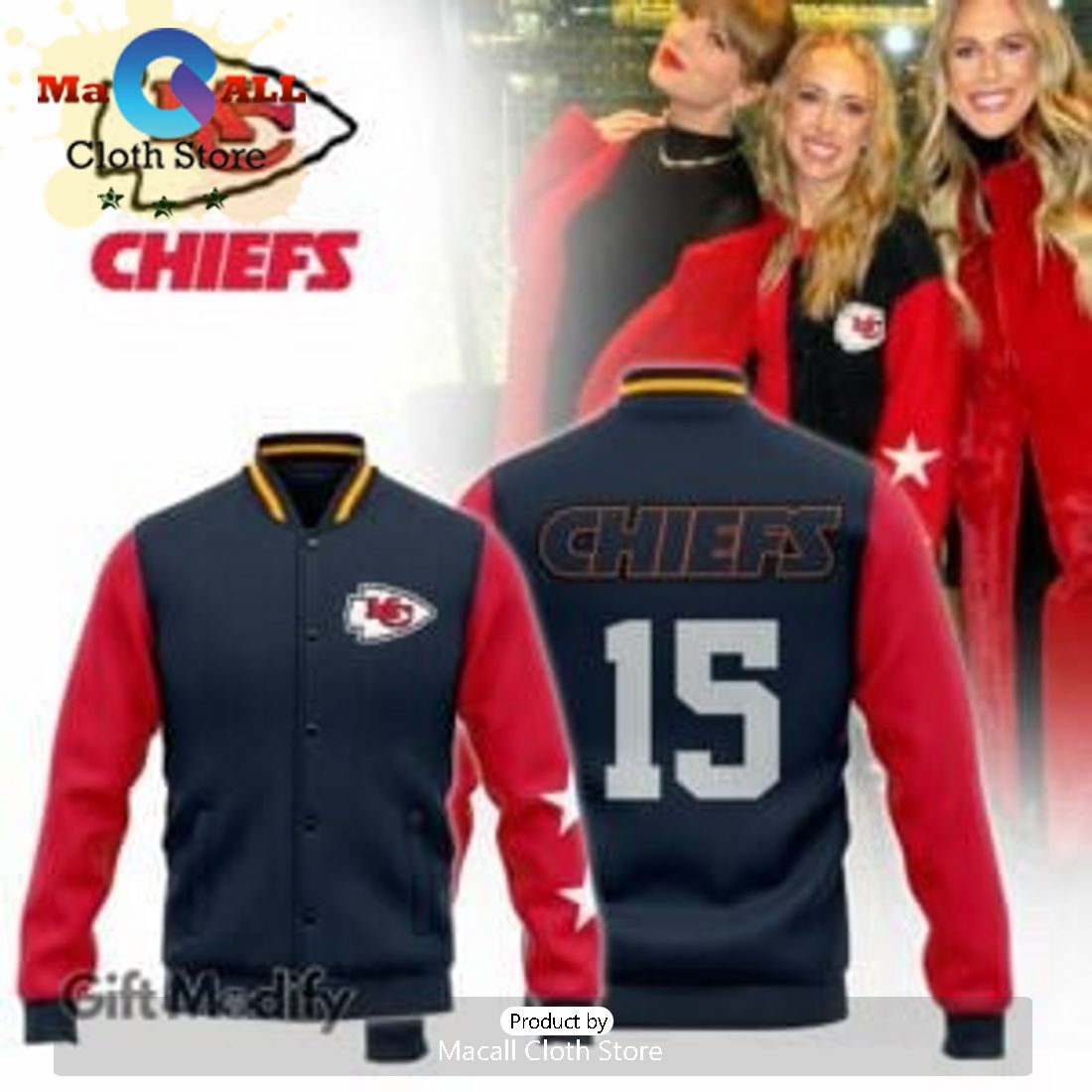 Super Bowl Champion Kansas City Chiefs Navy Design Baseball Jacket Limited