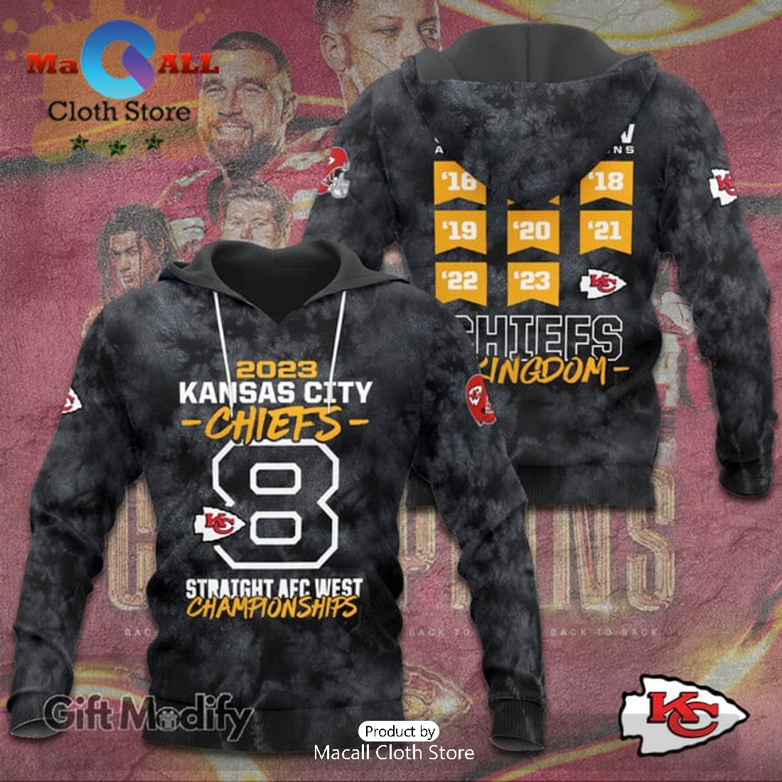 Limited 2023 Kansas City Chiefs Straight AFC West Champions Black Hoodie 3D