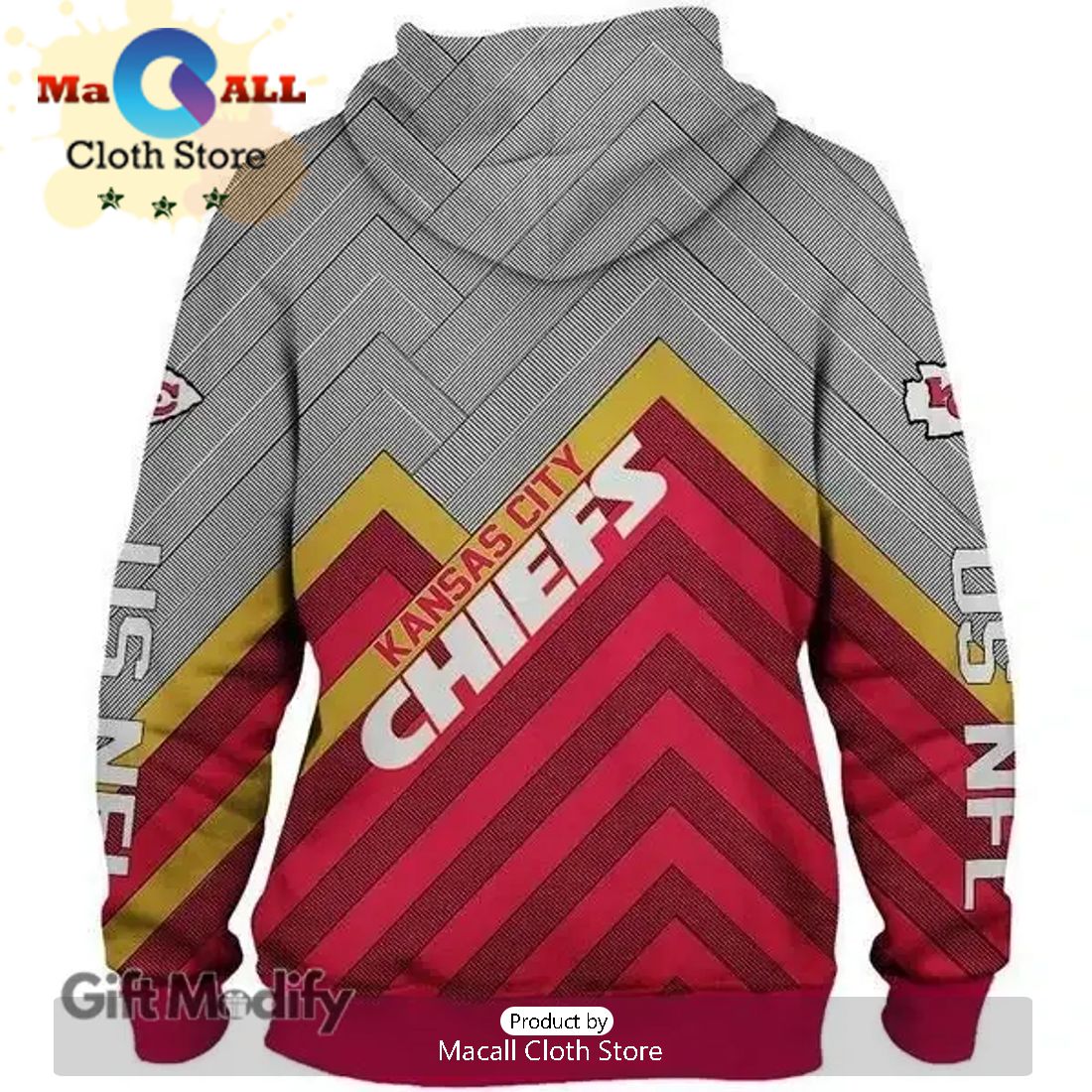 NFL Super Bowl Champions Kansas City Chiefs Grey Design Hoodie 3D Limited
