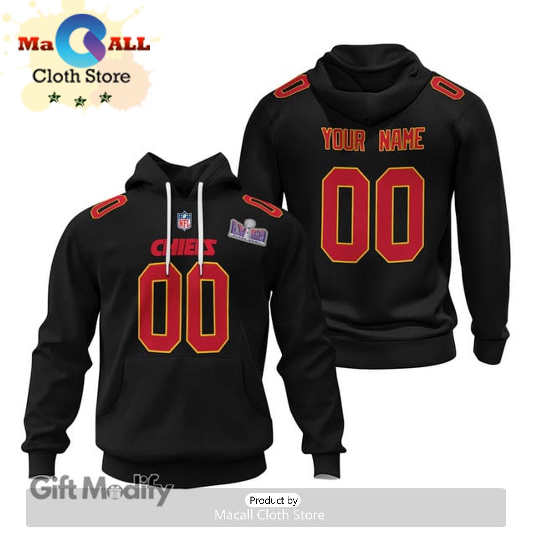 Personalized Kansas City Chiefs Super Bowl LVIII Champion Black Design Hoodie 3D
