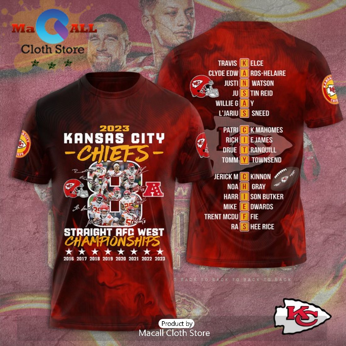 2023 Kansas City Chiefs Straight AFC Championships Signatures Design Hoodie