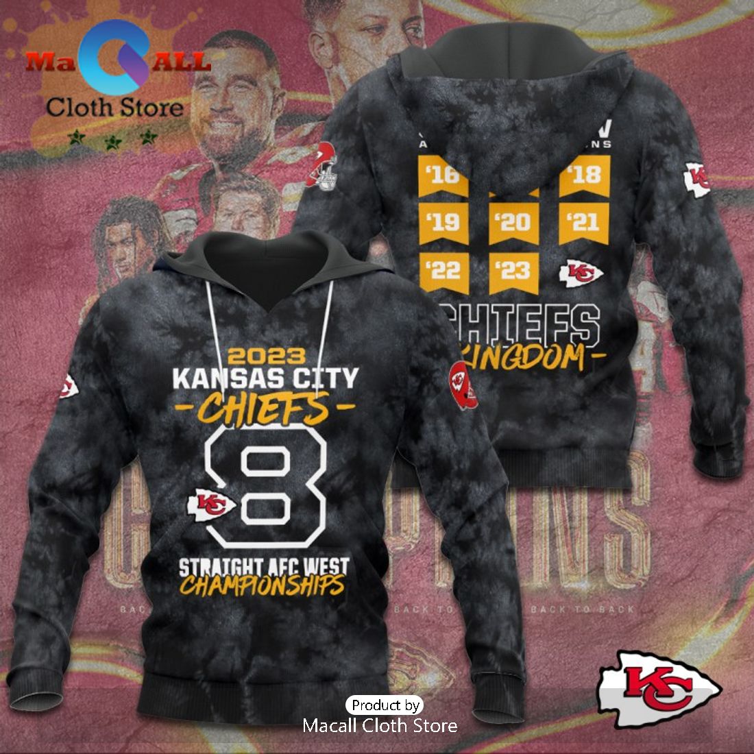 2023 Kansas City Chiefs Straight AFC West Championships Black Apparels Hoodie