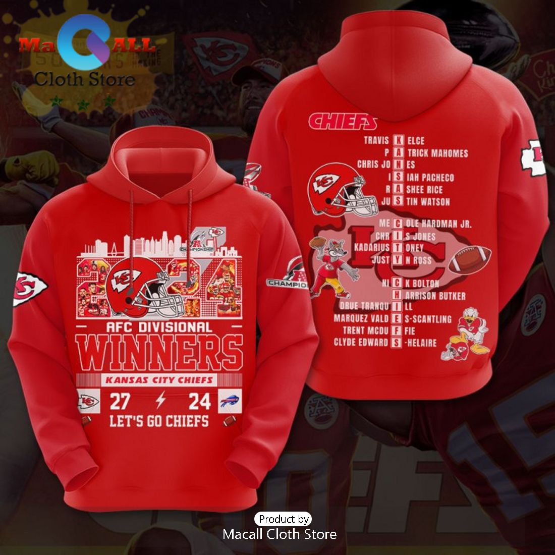 2024 AFC Divisional Winners Kansas City Chiefs Let’s Go Chiefs Red Hoodie
