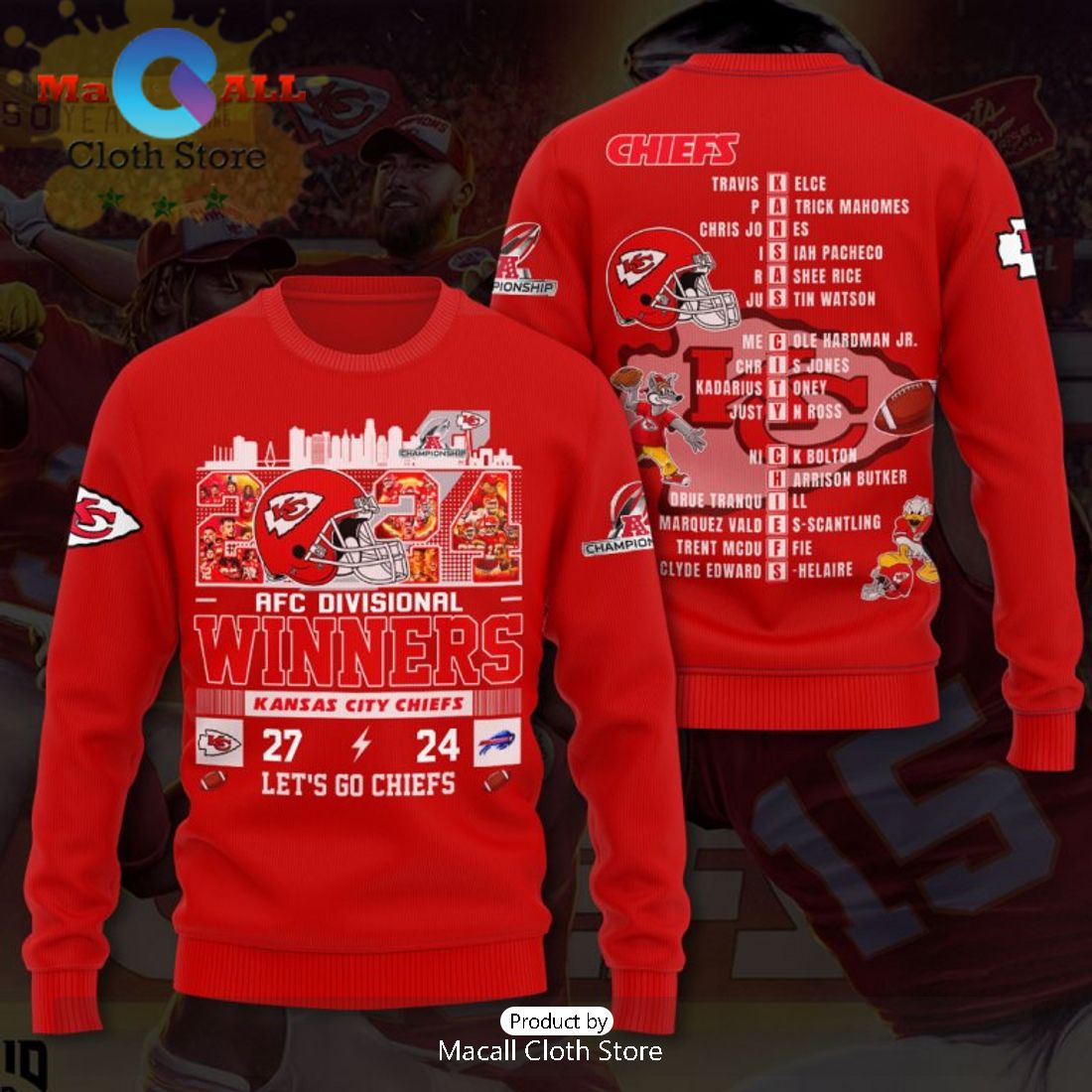2024 AFC Divisional Winners Kansas City Chiefs Let’s Go Chiefs Red Hoodie