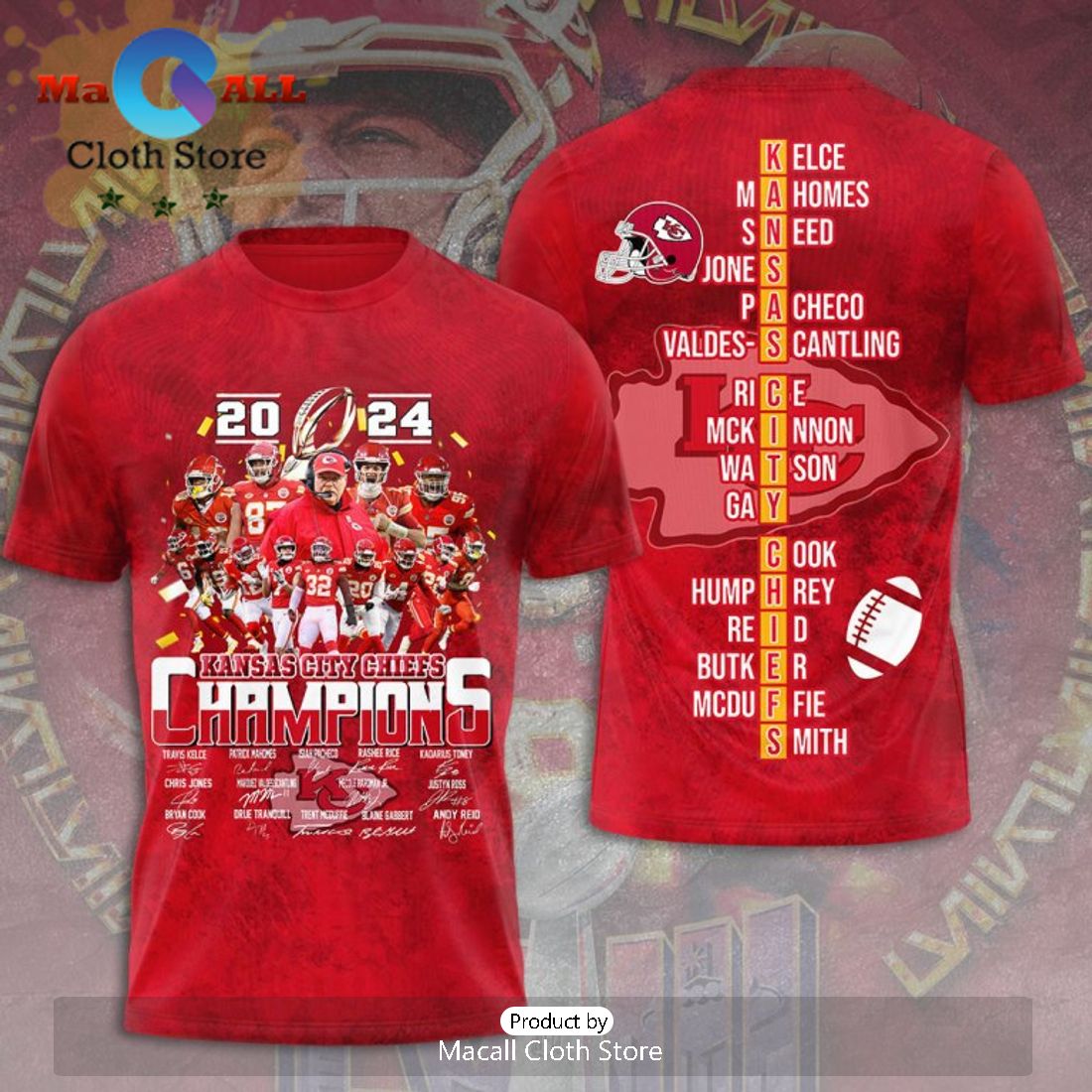 2024 Kansas City Chiefs Champions Signatures Design Red Hoodie Limited