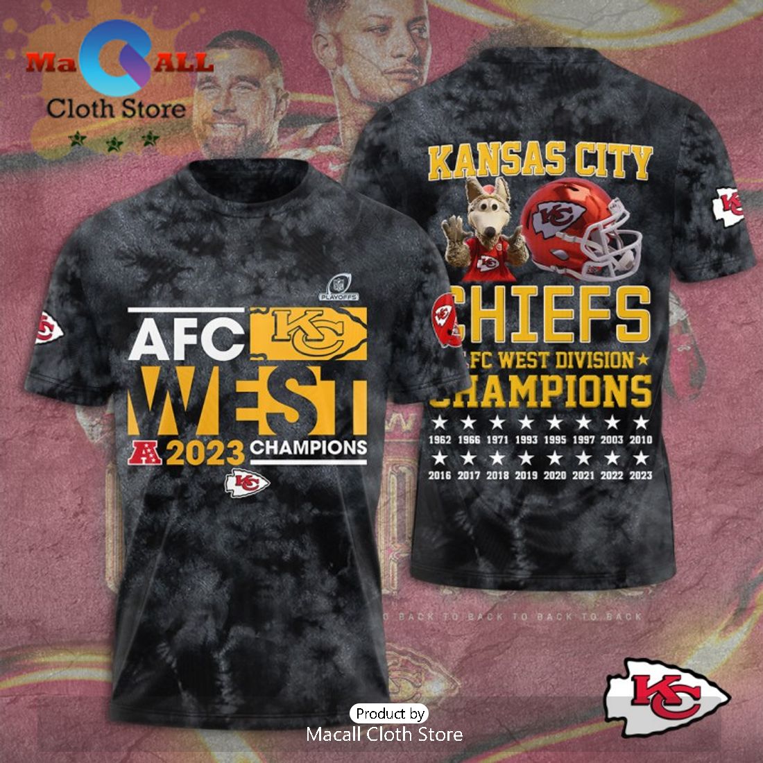 AFC West 2023 Champions Kansas City Chiefs Super Stars Black Hoodie Limited Edition