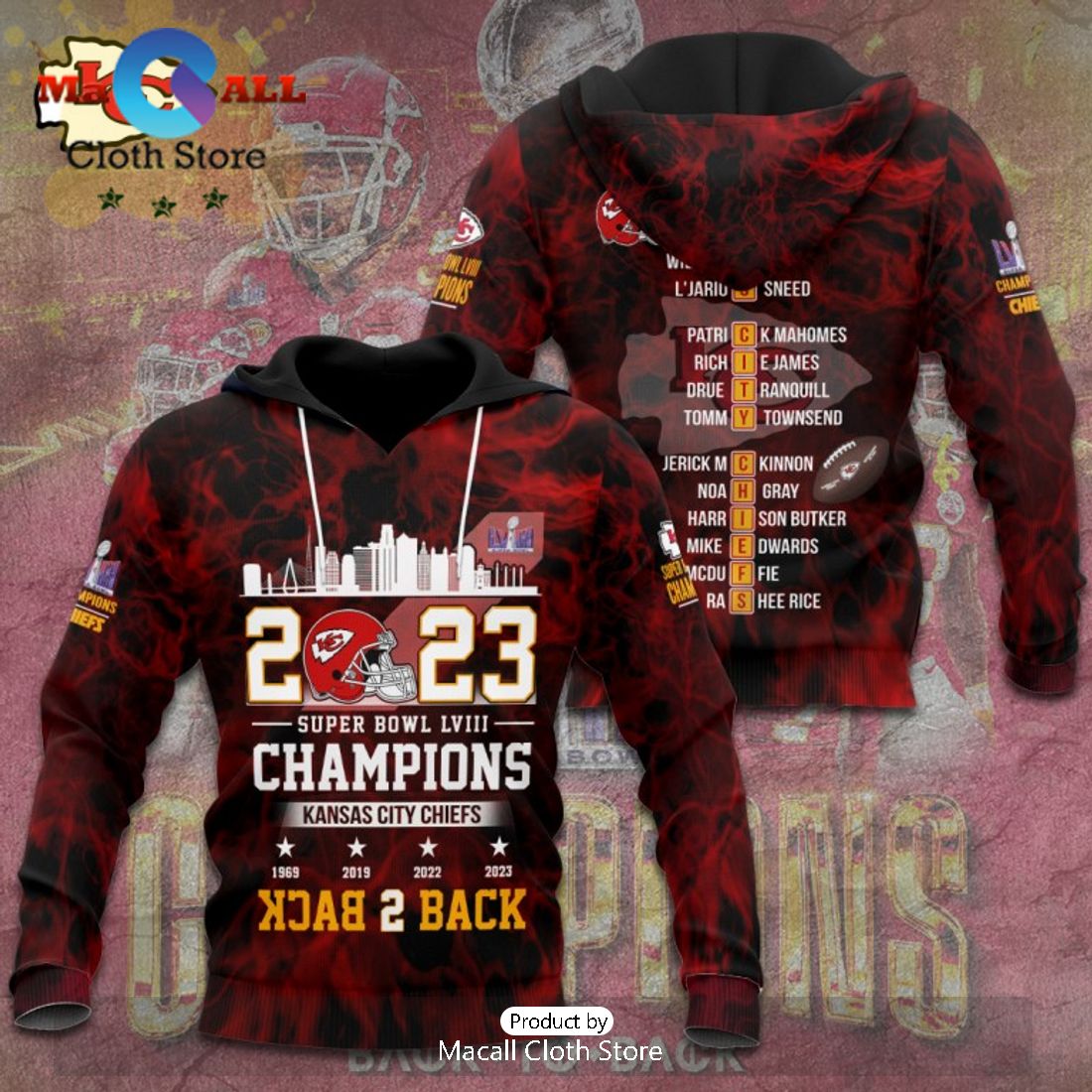 Back 2 Back Super Bowl LVIII Champions Kansas City Chiefs Luxury Design Hoodie
