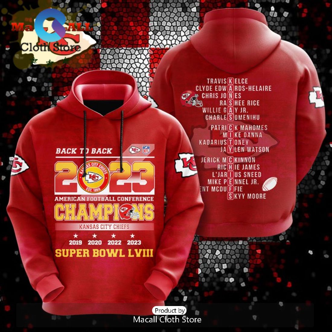 Back To Back 2023 Football Champions Kansas City Chiefs Special Apparels Red Hoodie