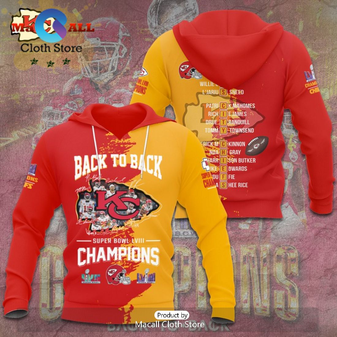 Back To Back Kansas City Chiefs Super Bowl LVIII Champions New Paint Design Hoodie