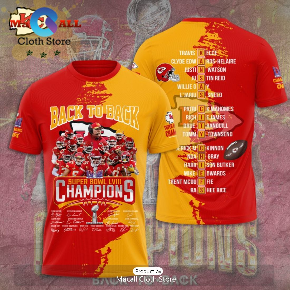Back To Back Kansas City Chiefs Super Bowl LVIII Champions Paint Style Signatures Hoodie