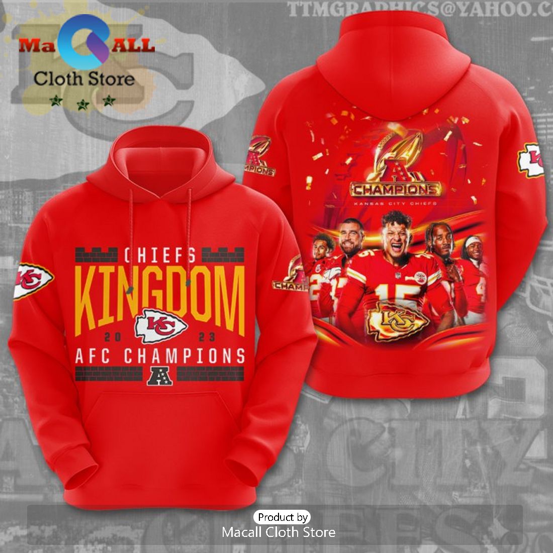 Chiefs Kingdom 2023 AFC Champions Kansas City Chiefs Red Hoodie Limited