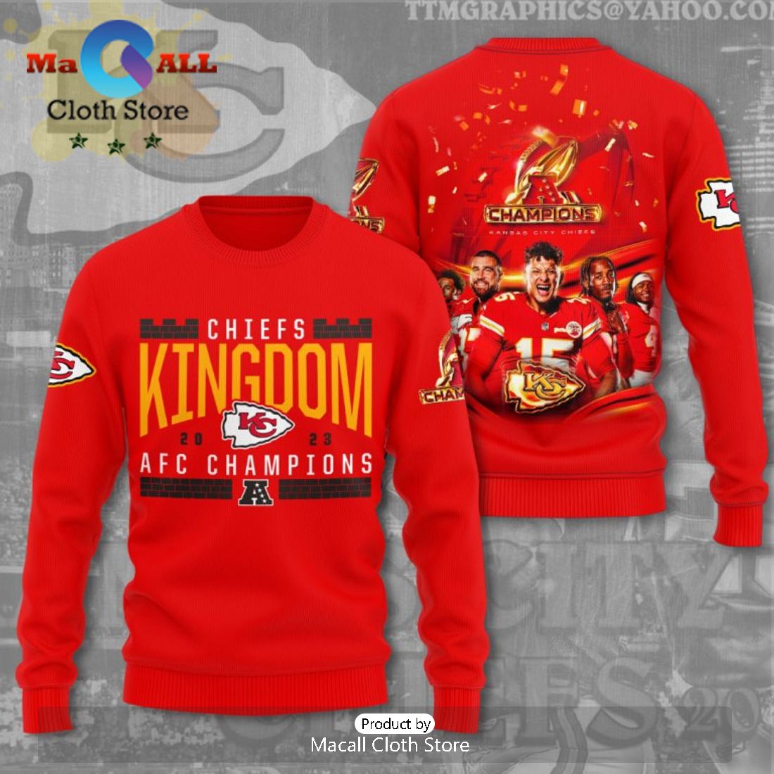 Chiefs Kingdom 2023 AFC Champions Kansas City Chiefs Red Hoodie Limited