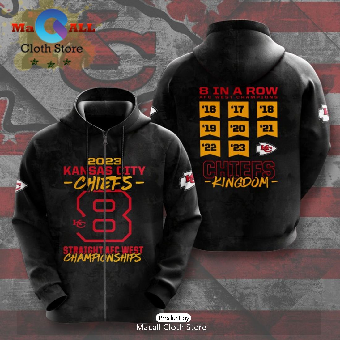 Chiefs Kingdom 2023 Kansas City Chiefs Straight AFC West Championships Black Hoodie