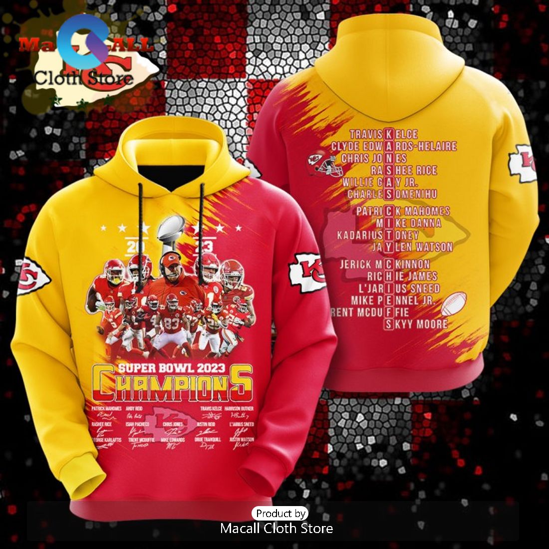 Chiefs Super Bowl 2023 Champions Kansas City Chiefs Super Stars Team Signatures Hoodie