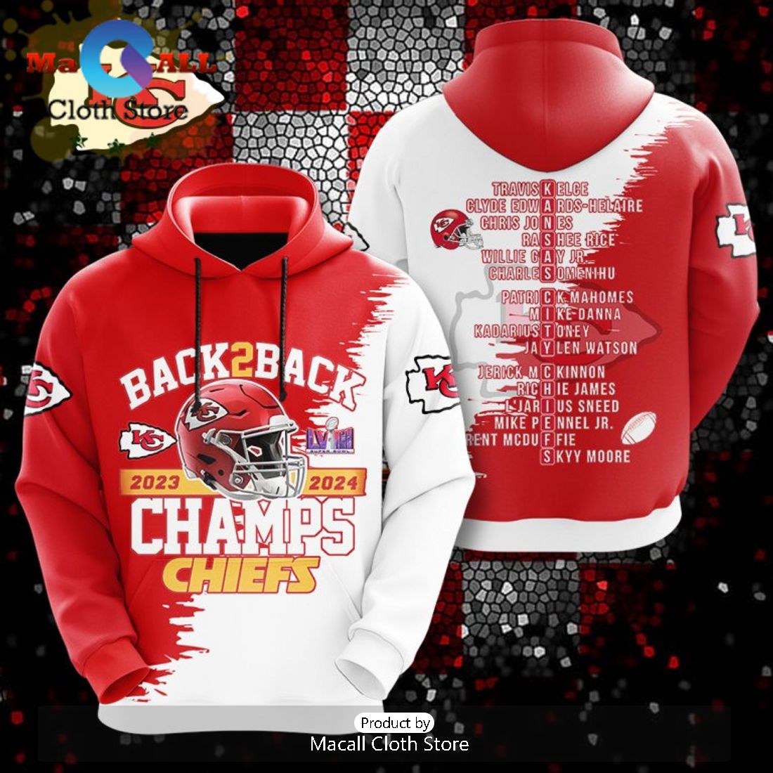 Kansas City Chiefs Back 2 Back 2023 2024 Champs Chiefs Paint Apparels Hoodie