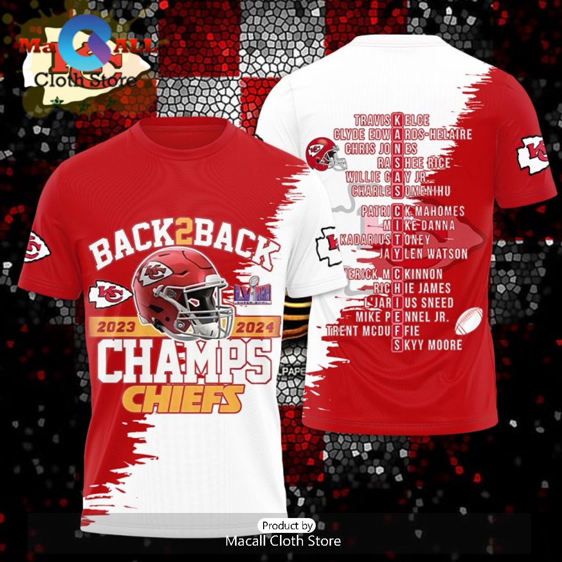 Kansas City Chiefs Back 2 Back 2023 2024 Champs Chiefs Paint Apparels Hoodie