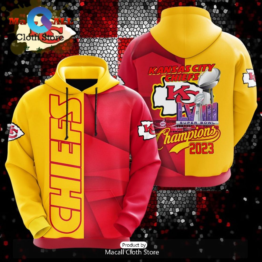 Kansas City Chiefs LVIII Super Bowl Champions 2023 Mix Color Hoodie Limited