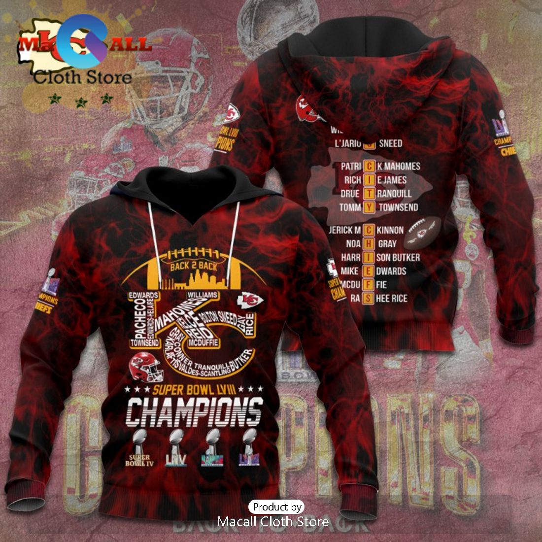 Kansas City Chiefs Super Bowl LVIII Champions Back 2 Back Luxury Style Hoodie