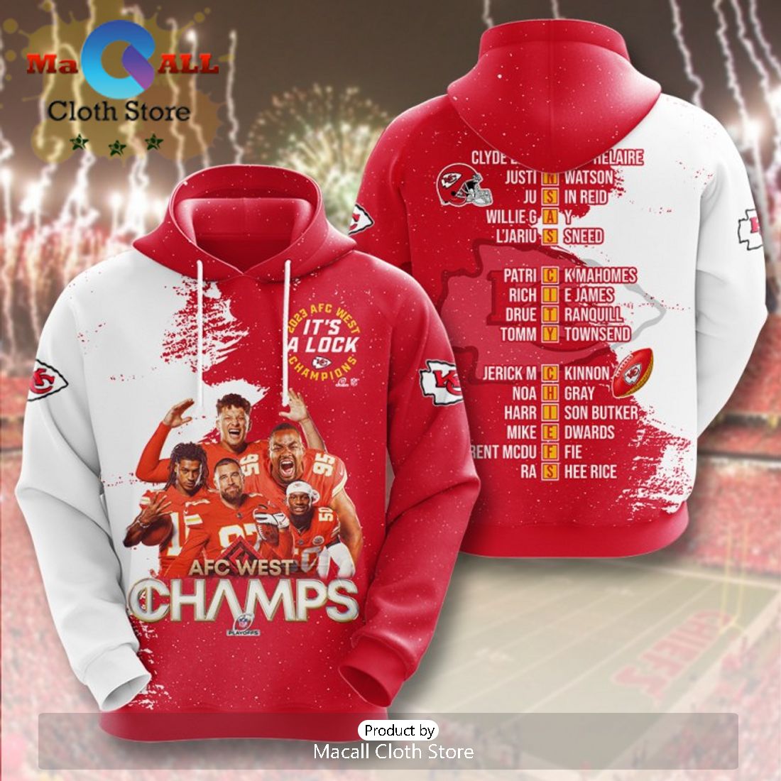 Limited Edition AFC West Champs Kansas City Chiefs Mix Paint Design Hoodie