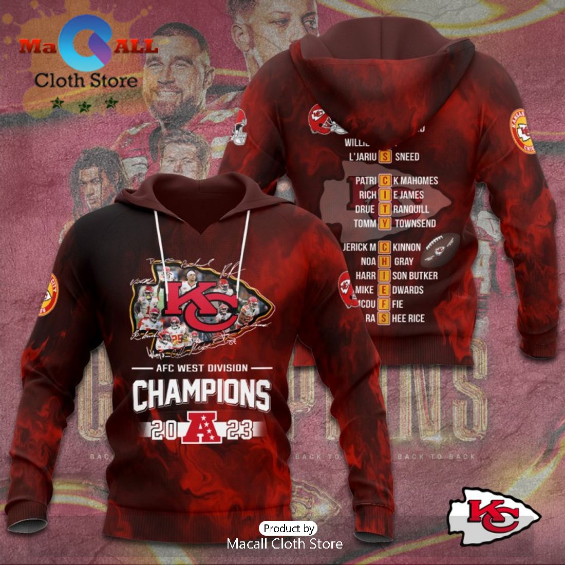 Limited Kansas City Chiefs AFC West Division Champions 2023 Super Stars Hoodie
