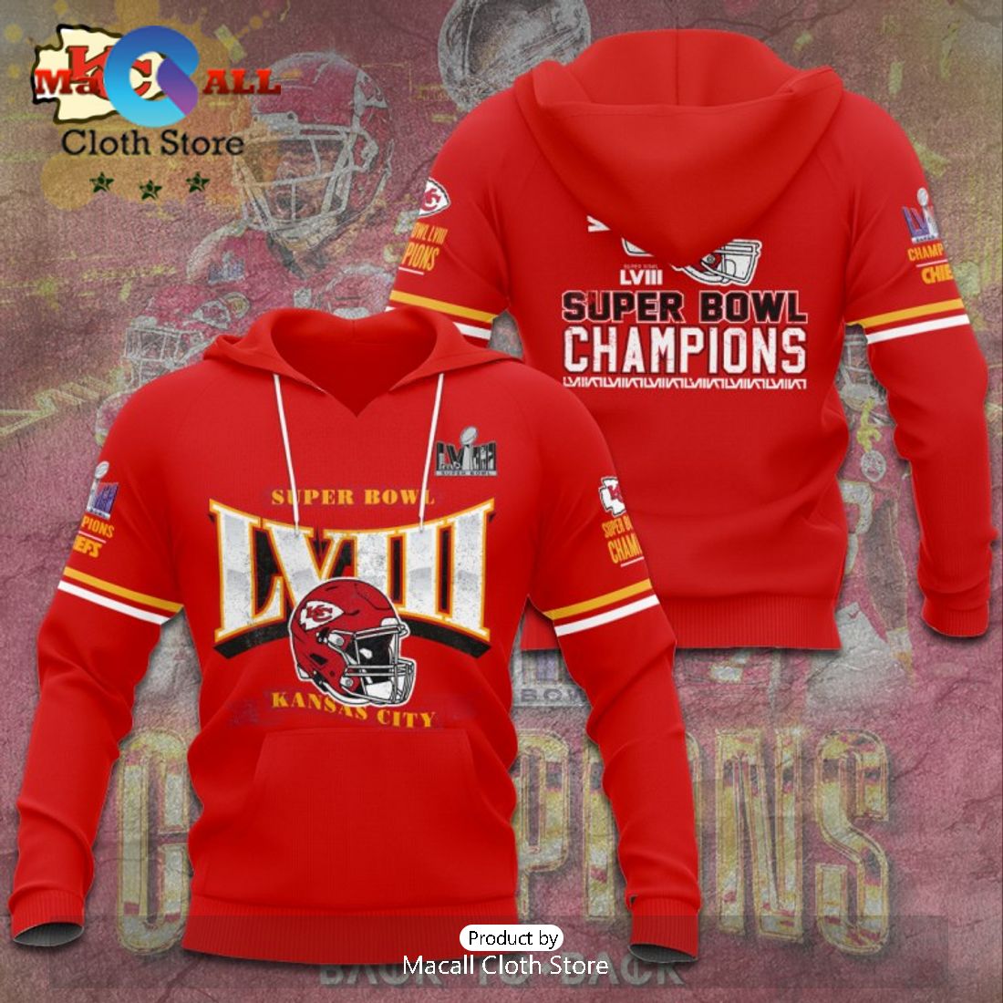 Limited Kansas City Chiefs LVIII Special Super Bowl Champions Red Hoodie