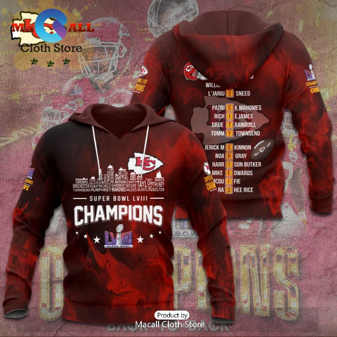 Limited Super Bowl LVIII Champions Kansas City Chiefs Sports Design Hoodie