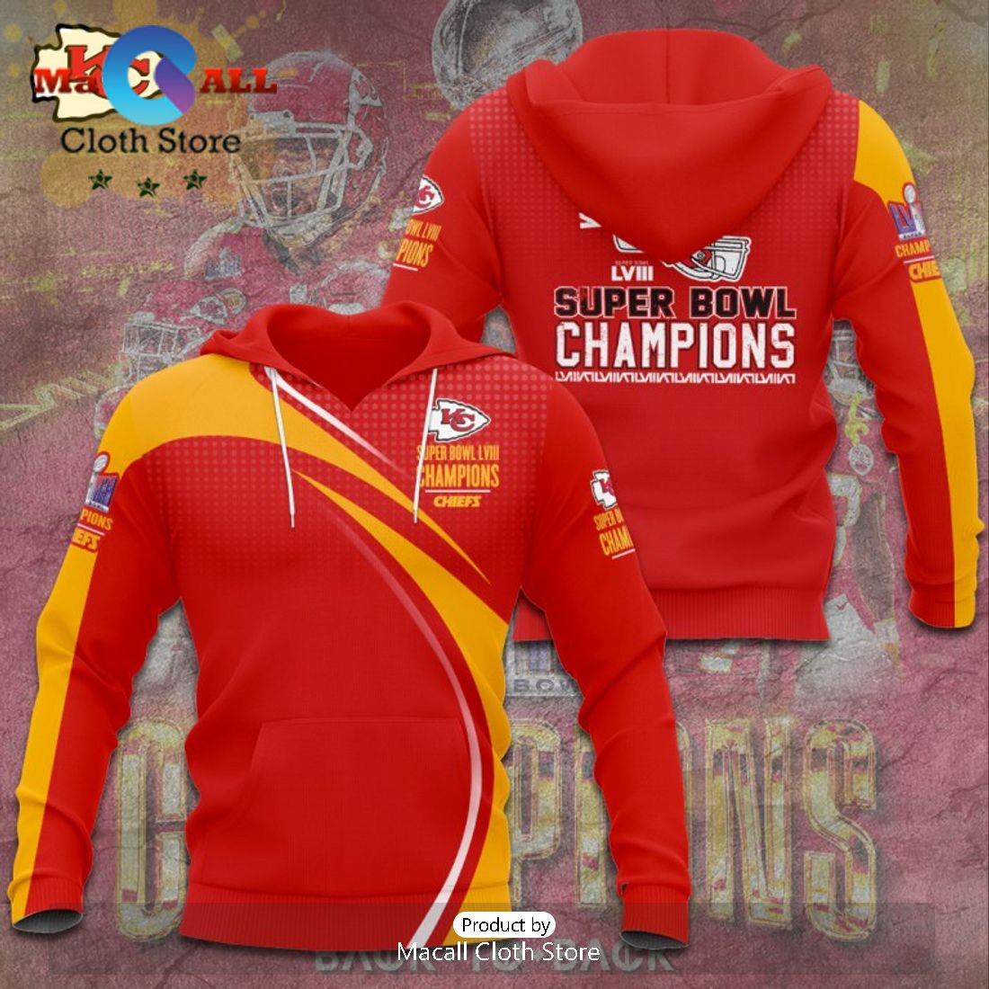 LVIII Super Bowl Champions Kansas City Chiefs Red Style Hoodie Limited LVIII Super Bowl Champions Kansas City Chiefs Red Style Hoodie Limited