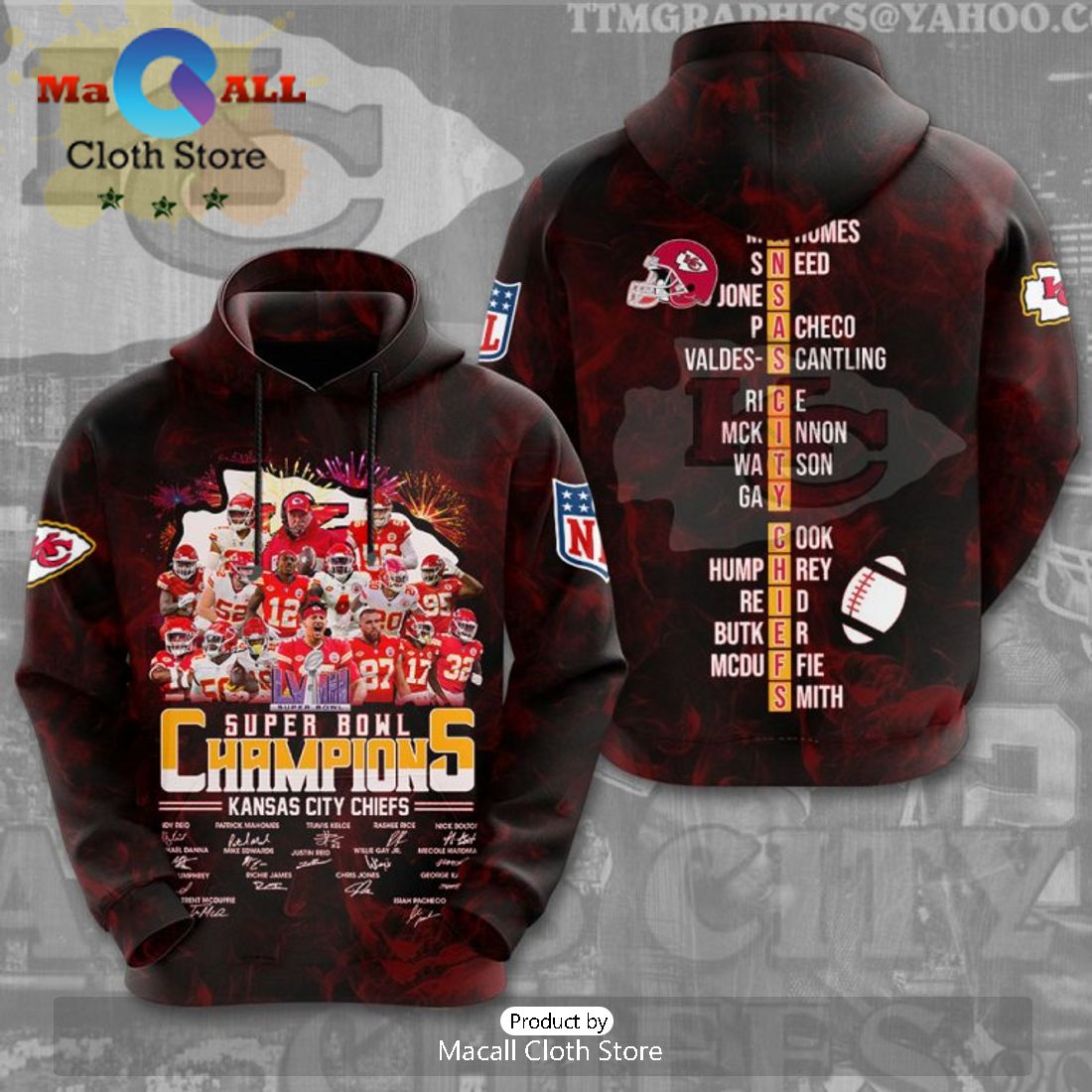 LVIII Super Bowl Champions Kansas City Chiefs Signatures Luxury Design Hoodie