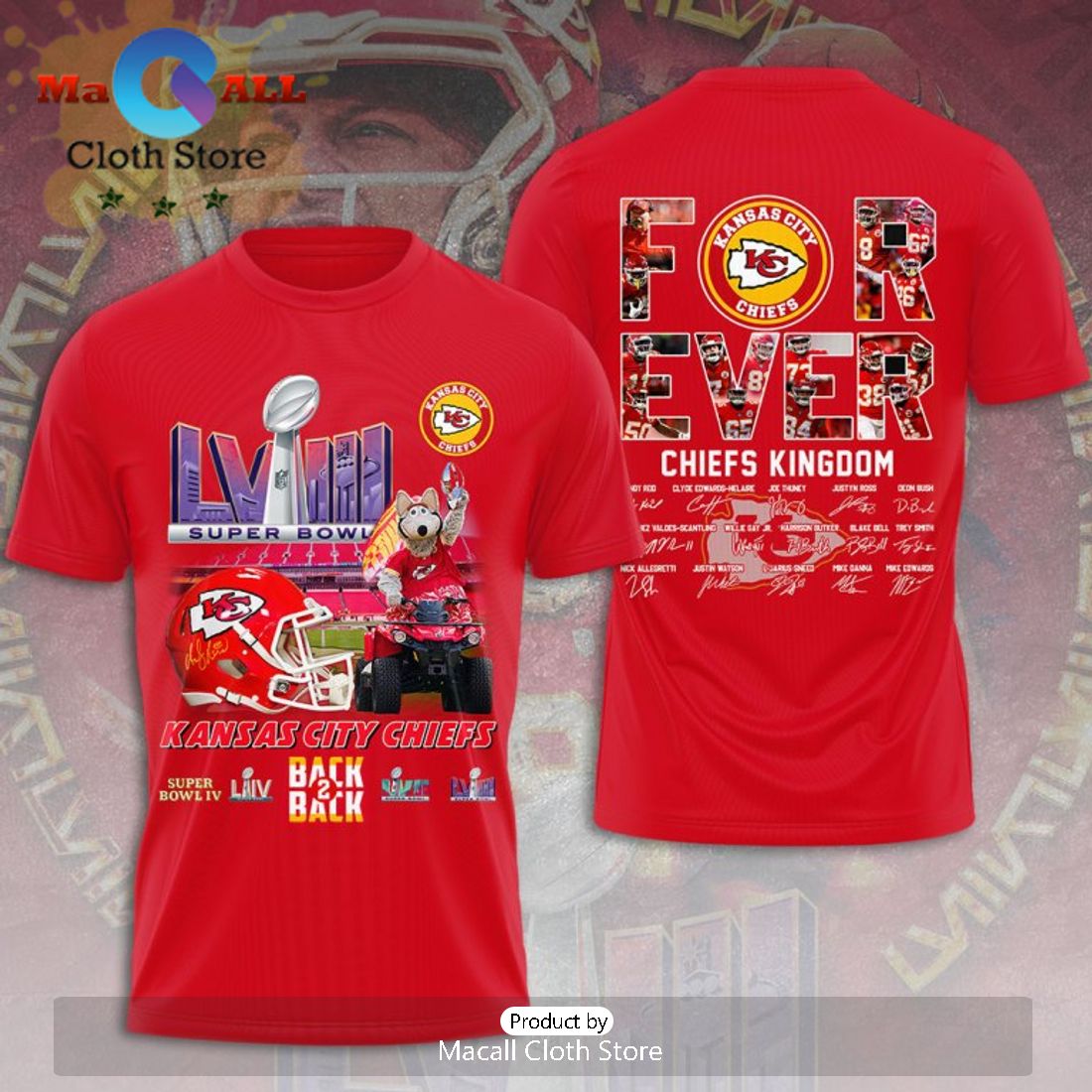 LVIII Super Bowl Kansas City Chiefs Back 2 Back Luxury Design Red Hoodie
