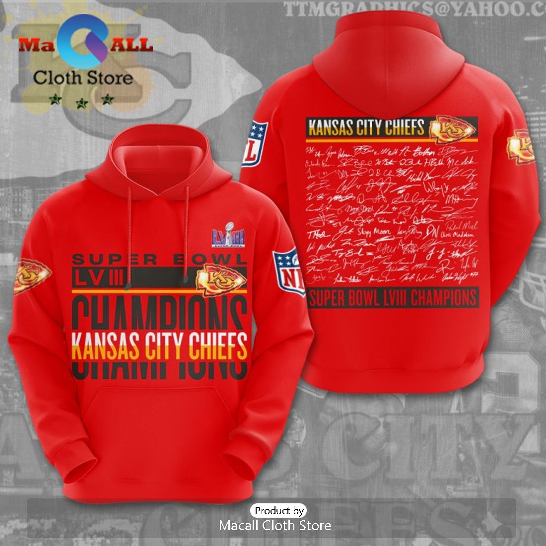 Super Bowl LVIII Champions Kansas City Chiefs Special Signatures Design Hoodie