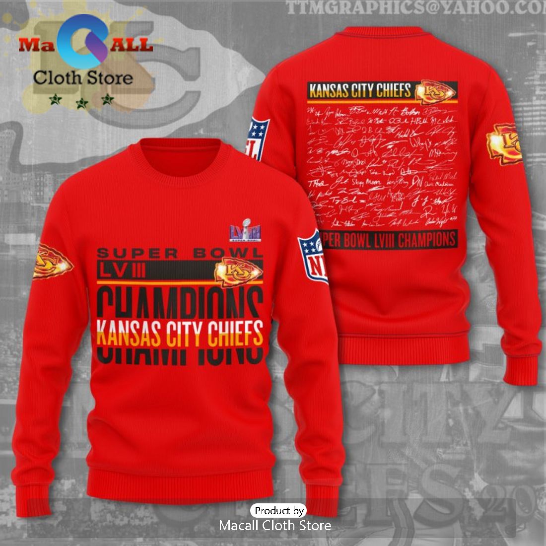 Super Bowl LVIII Champions Kansas City Chiefs Special Signatures Design Hoodie