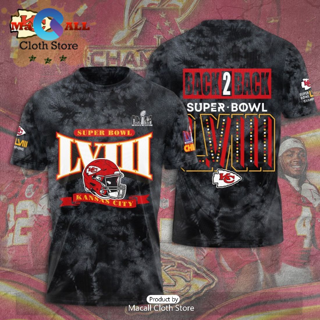 Super Bowl LVIII Kansas City Chiefs Back To Back Super Stars Grey Hoodie Limited