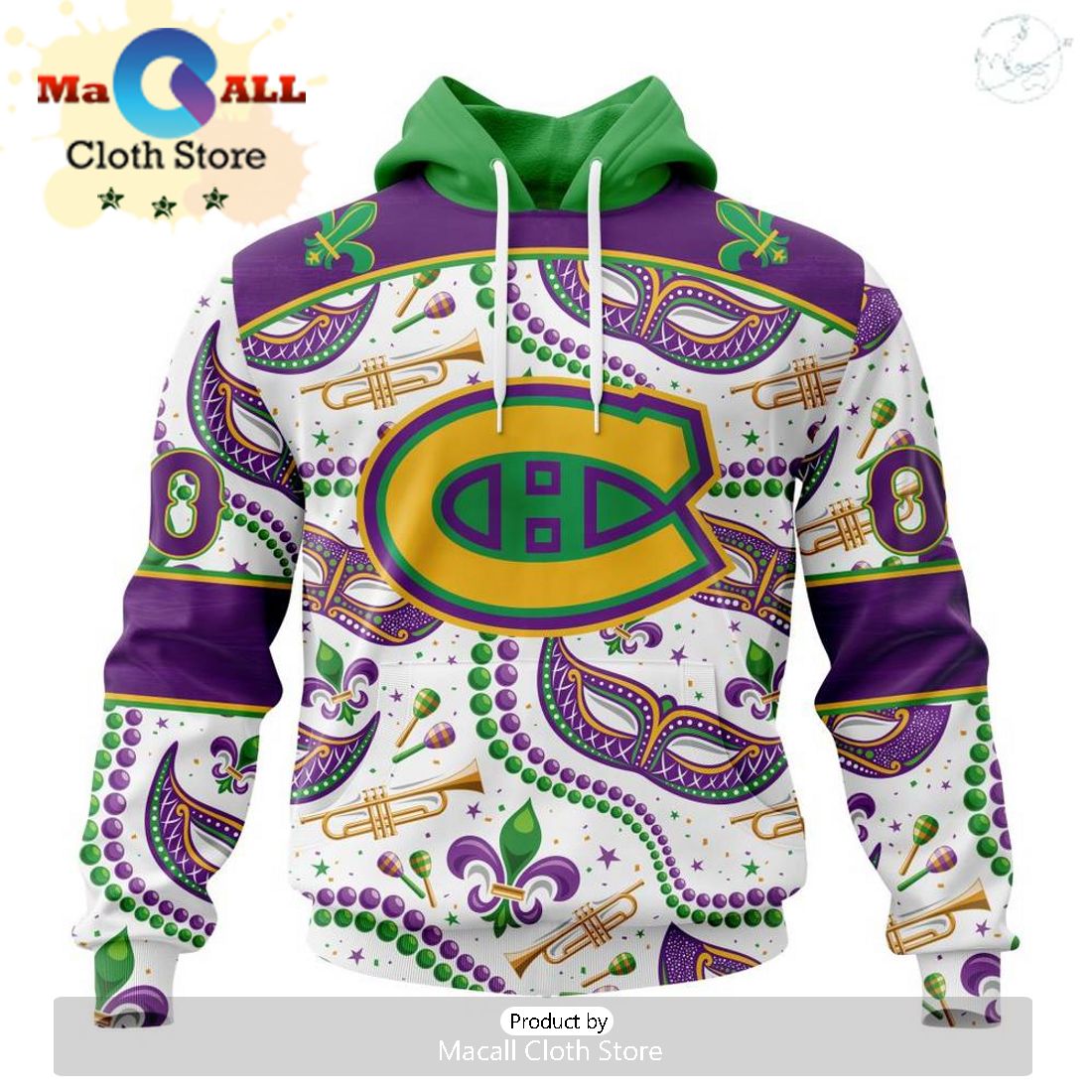 Custom NHL Montreal Canadiens Special Mardi Gras Design Hoodie
