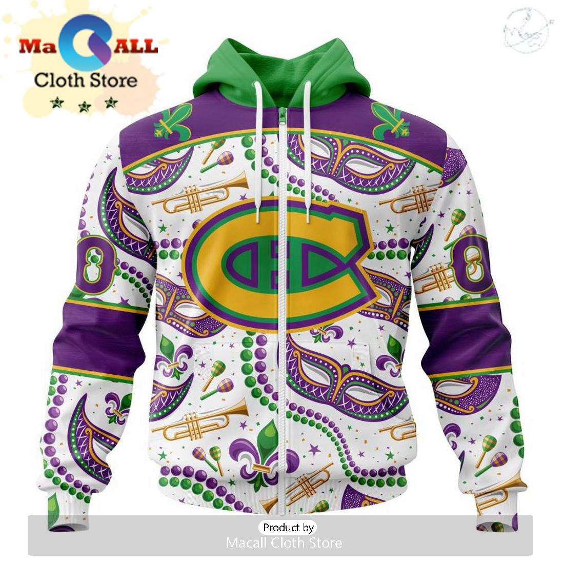 Custom NHL Montreal Canadiens Special Mardi Gras Design Hoodie