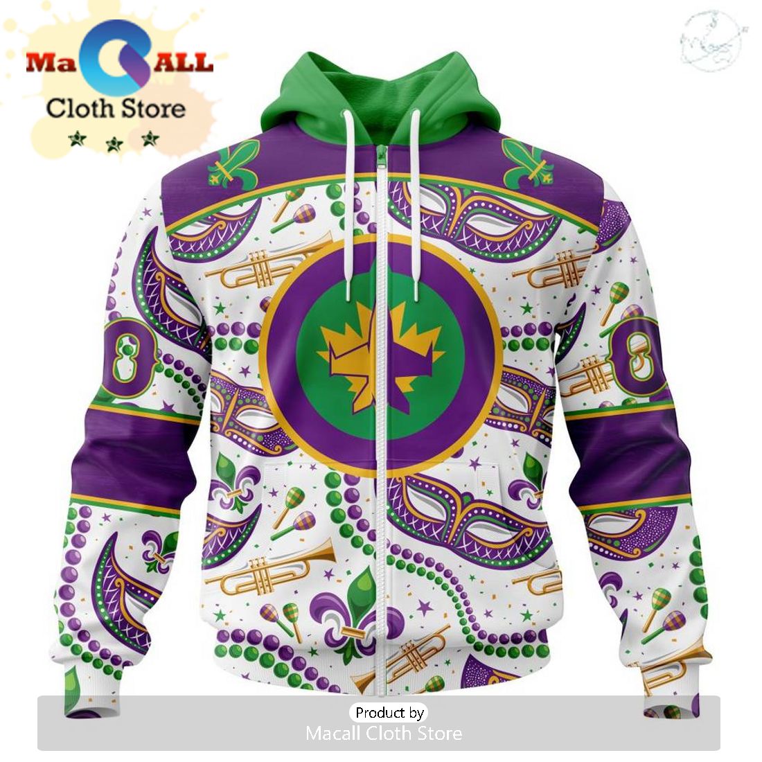 Custom NHL Winnipeg Jets Special Mardi Gras Design Hoodie