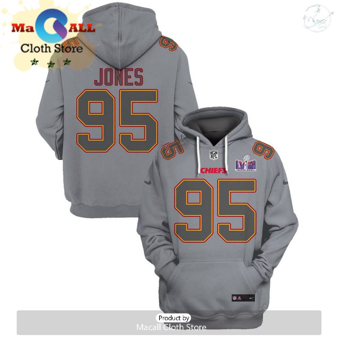 Limited Edition Chris Jones Kansas City Chiefs Grey Hoodie Jersey Limited Edition Chris Jones Kansas City Chiefs Grey Hoodie Jersey