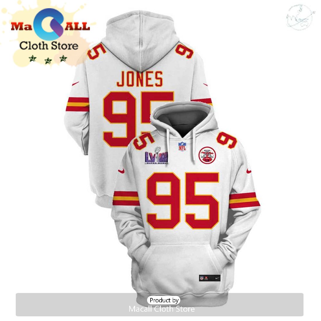 Limited Edition Chris Jones Kansas City Chiefs White Hoodie Jersey