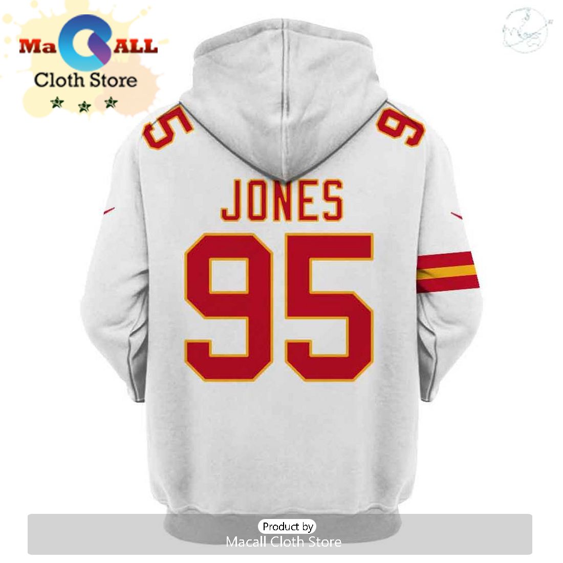 Limited Edition Chris Jones Kansas City Chiefs White Hoodie Jersey