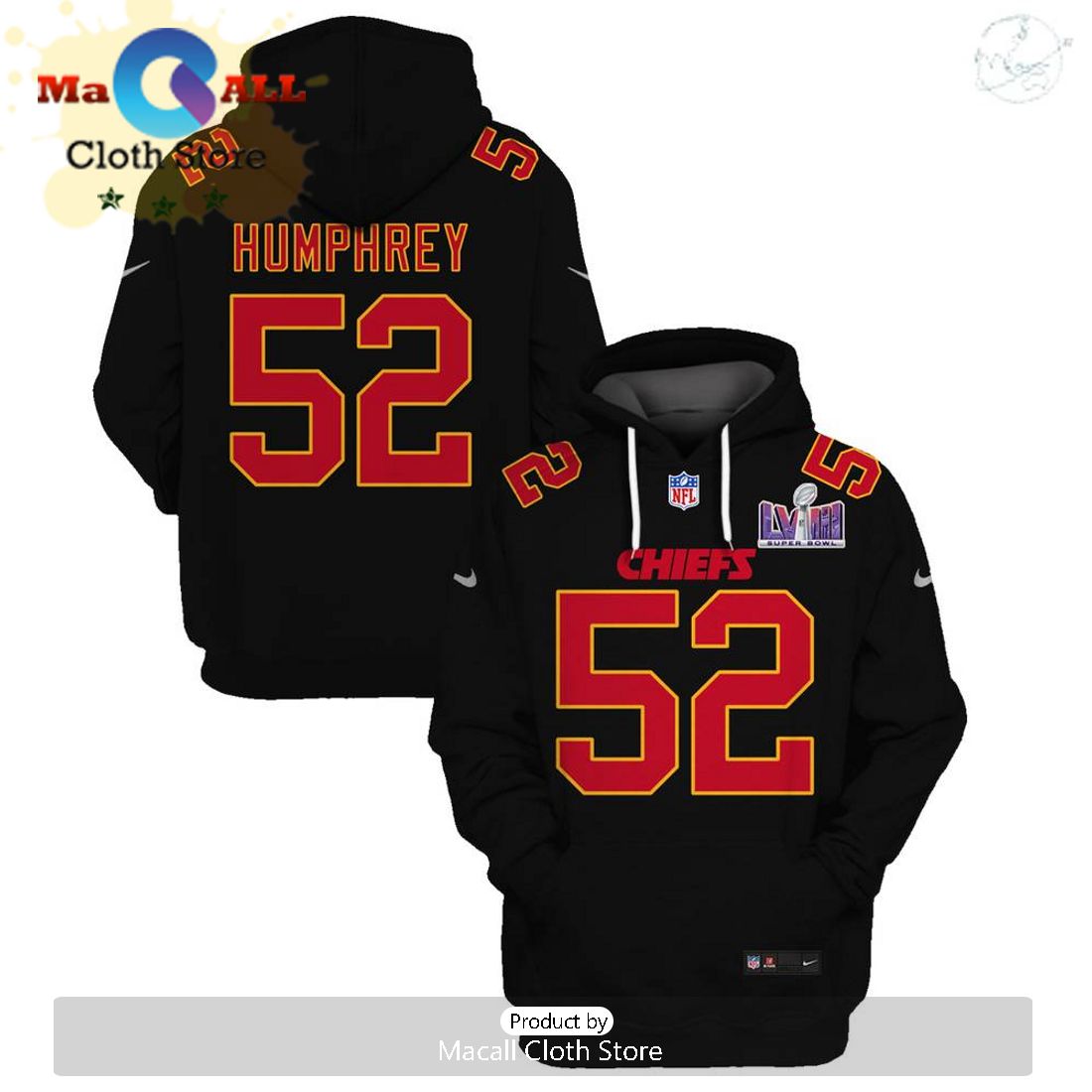 Limited Edition Creed Humphrey Kansas City Chiefs Black Hoodie Jersey