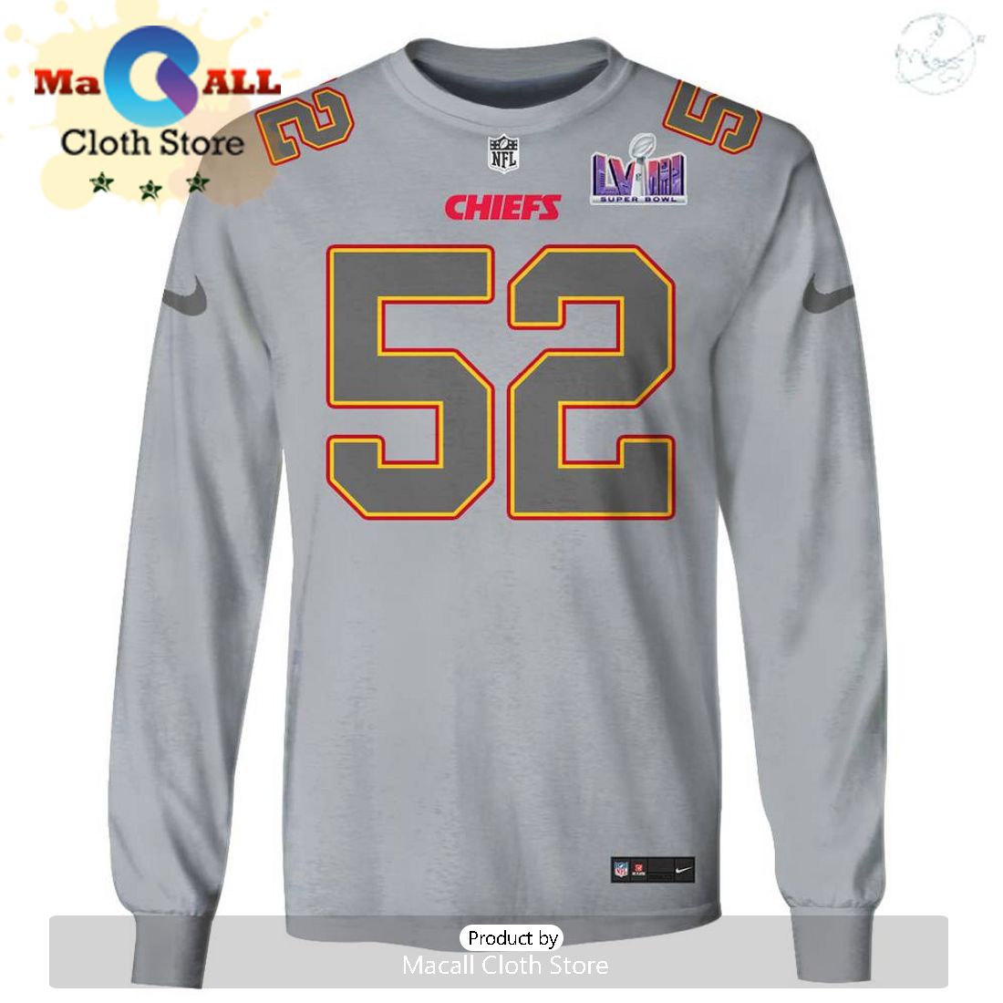 Limited Edition Creed Humphrey Kansas City Chiefs Grey Hoodie Jersey