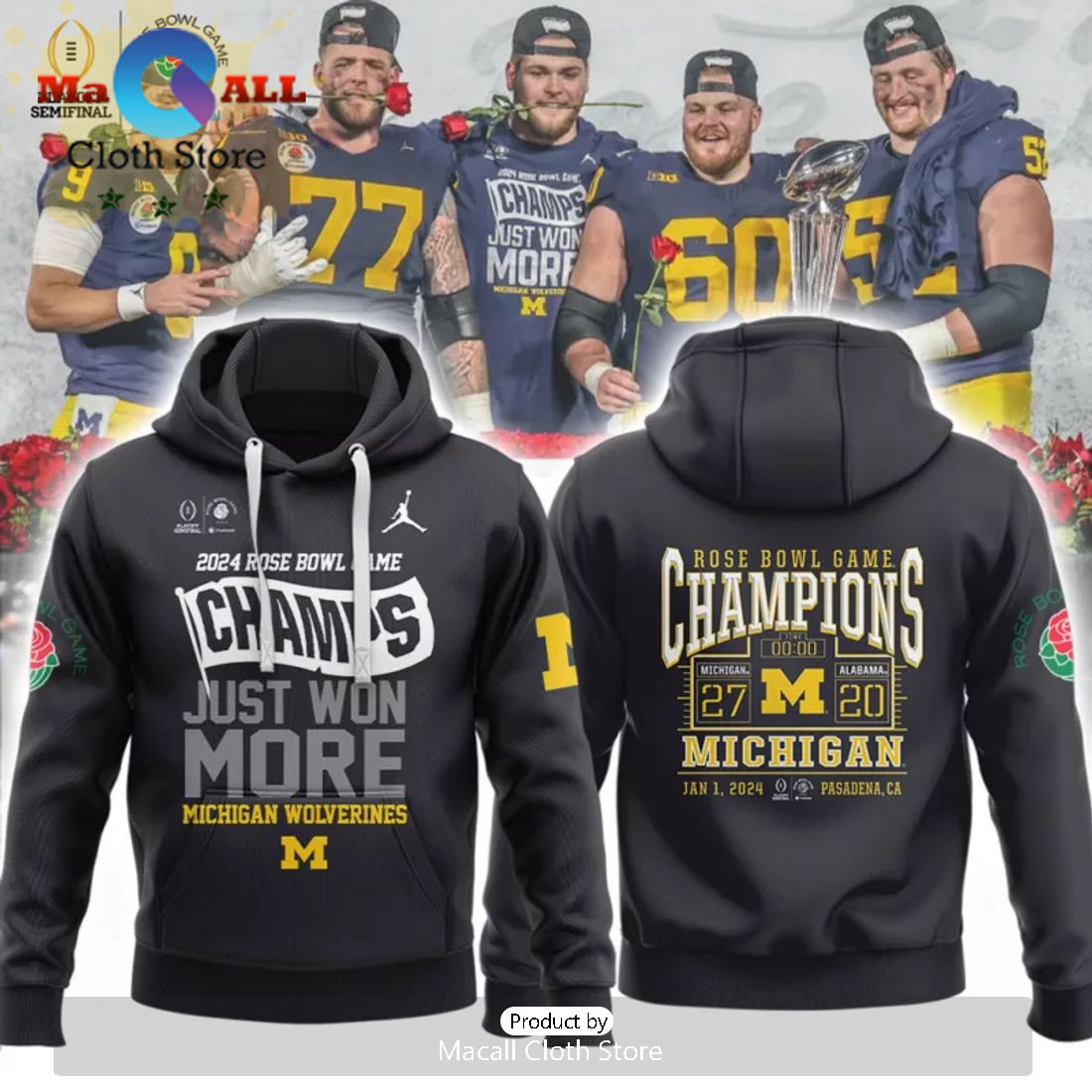 2024 Rose Bowl Game Champions Just Won More Michigan Wolverines Hawaiian Shirt