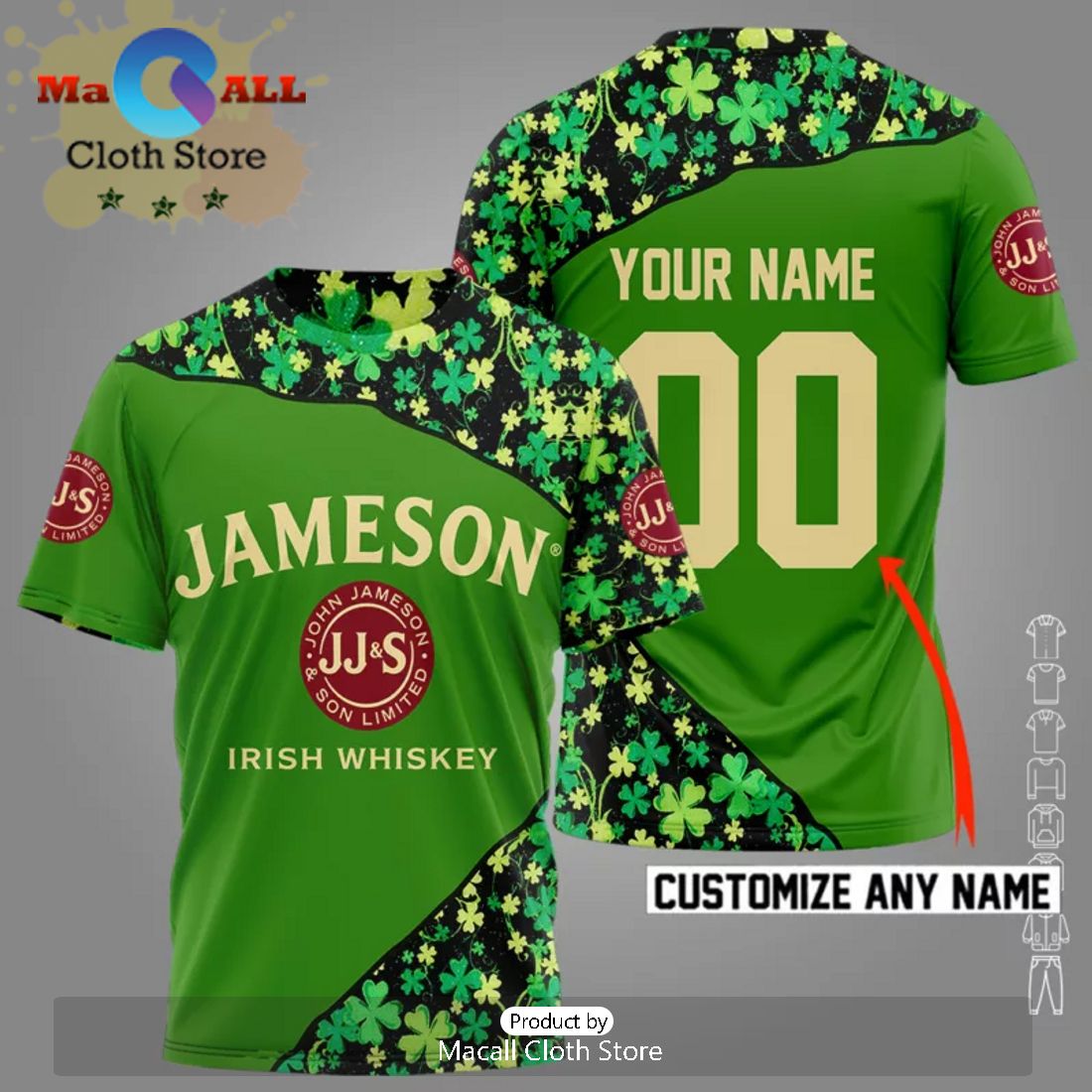 Custom Jameson St Patrick’s Day Green 3D Apparels Hawaiian Shirt