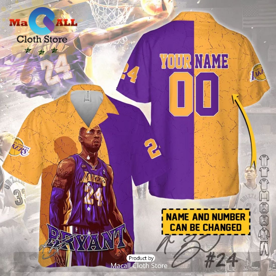 Custom Los Angeles Lakers NBA Kobe Bryant Signatures Hawaiian Shirt Limited