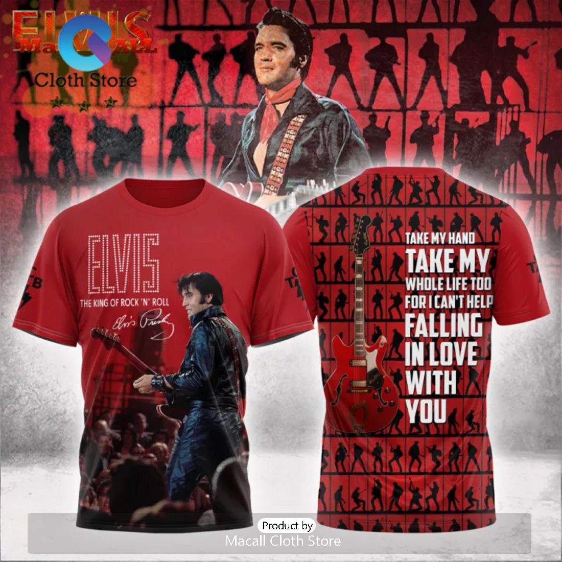 Elvis Presley Golden Suit King Of Rock Hawaiian Shirt