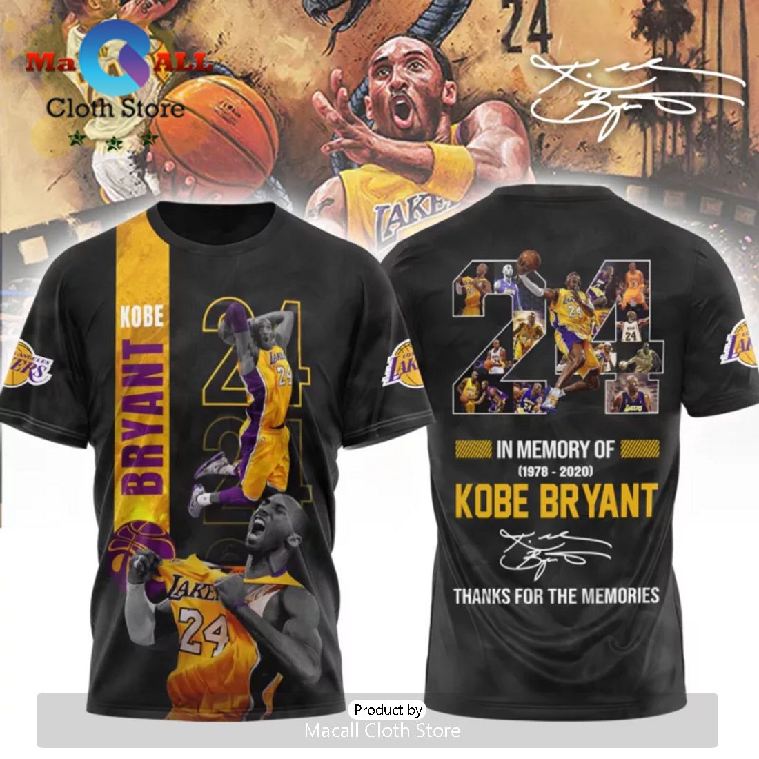 In Memory Of Los Angeles Lakers Kobe Bryant Signatures Hawaiian Shirt