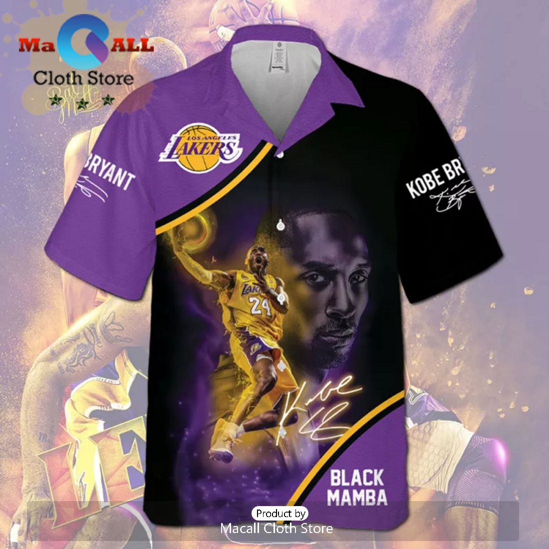 Kobe Bryant Los Angeles Lakers NBA Basketball Signatures Hawaiian Shirt