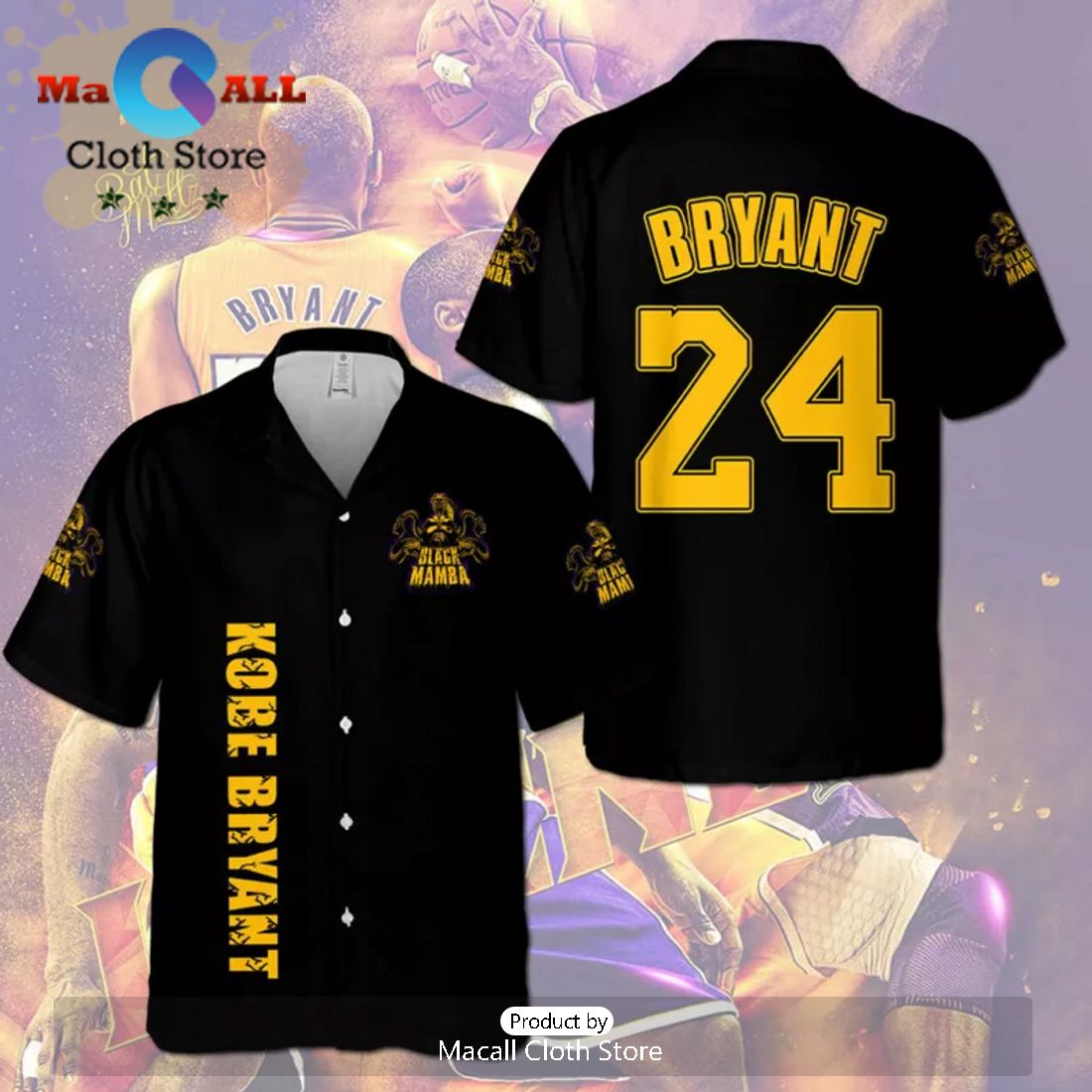 Los Angeles Lakers NBA Kobe Bryant Black Luxury Hawaiian Shirt