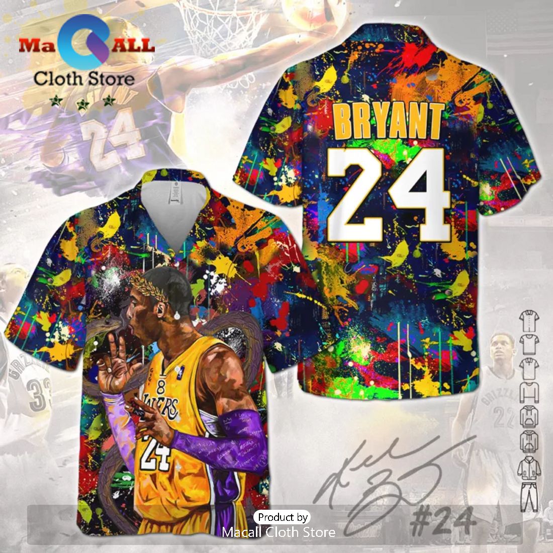 Los Angeles Lakers NBA Kobe Bryant Paint Design Clothing Hawaiian Shirt