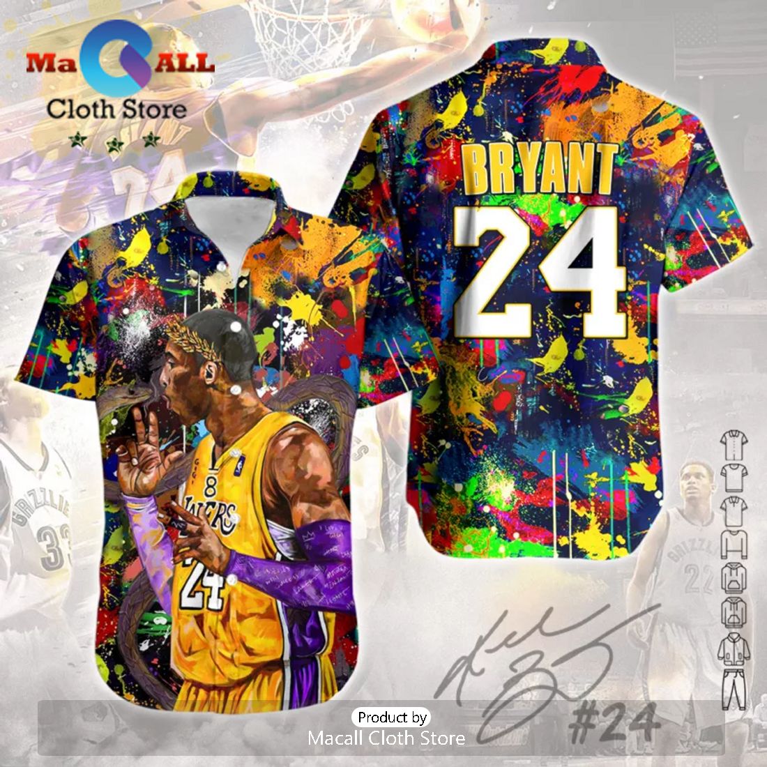 Los Angeles Lakers NBA Kobe Bryant Paint Design Clothing Hawaiian Shirt