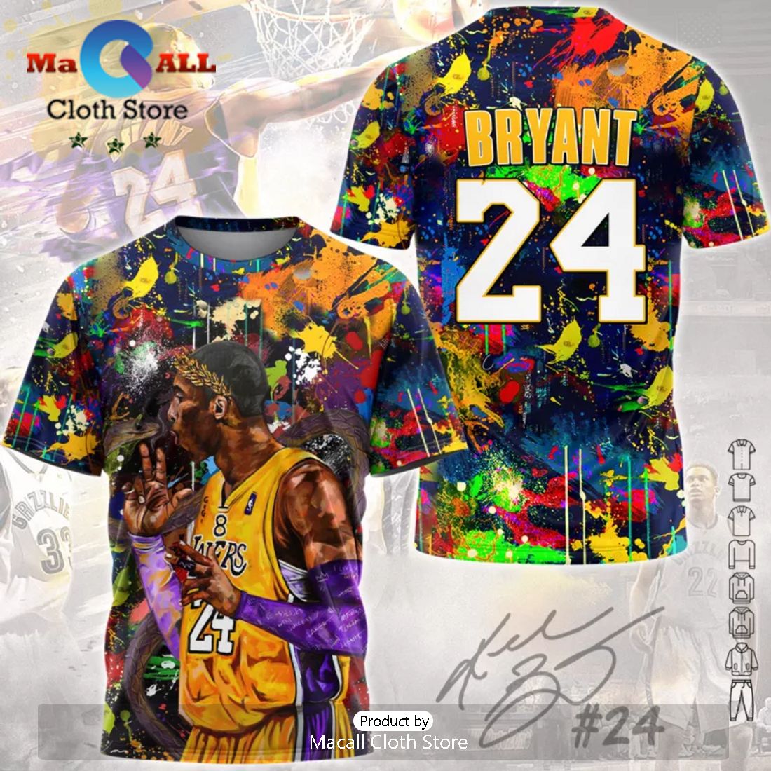Los Angeles Lakers NBA Kobe Bryant Paint Design Clothing Hawaiian Shirt